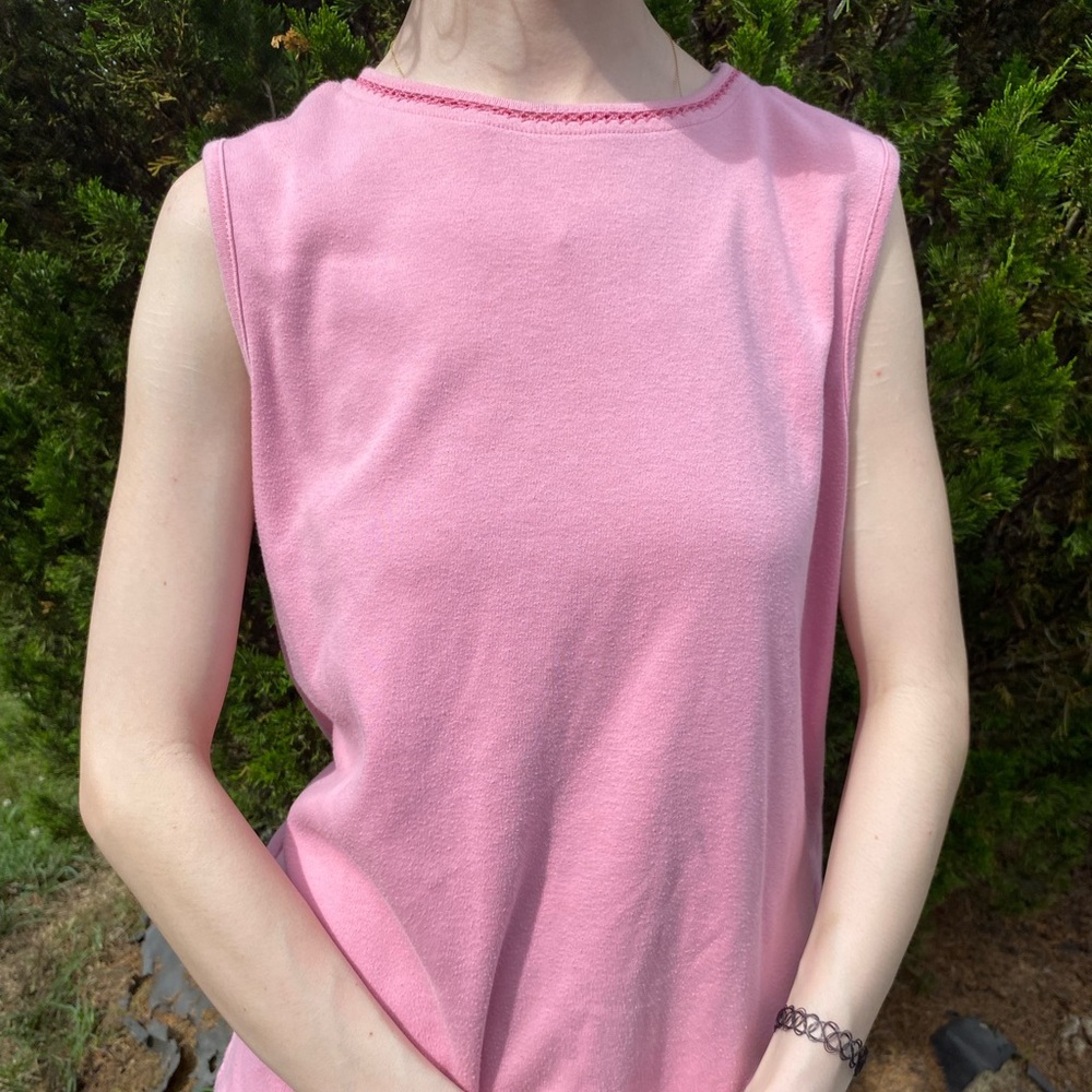 Dainty Vintage BonWorth Pink Sleeveless Summer Top Size Small Petite